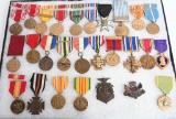 WWI & WWII US ARMY SERVICE MEDAL LOT OF 27 BADGES