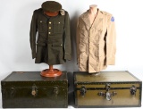 WWII US ARMY OFFICER TRUNK GROUPING W MEDAL NAMED