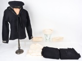 WWII US NAVY UNIFORM LOT + HATS