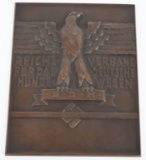 WWII NAZI GERMAN RDH BRONZE PLAQUE EAGLE SWASTIKA