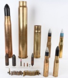 WWII US ARMY ORDNANCE GROUPING LOT OF 7 SHELLS