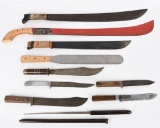 WWII US MILITARY MACHETE AND KNIFE LOT OF 10