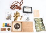 WWII JAPANESE INSIGNIA LOT TSUBA BUTTONS HELMET