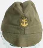 WWII JAPANESE IJN EM'S GREEN LATE MODEL SIDE CAP