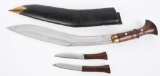 GHURKA KUKRI KNIFE WITH SHEATH AND SMALL KUKRIS