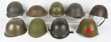 WWII & POST WAR MILITARY HELMET LOT OF 9 WW2
