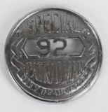 NEW YORK CITY SPECIAL PATROLMAN POLICE BADGE #92