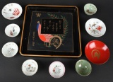 WWII IMPERIAL JAPANESE SAKE CUP LOT W/ TRAY WW2
