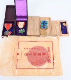 WWII JAPANESE MEDAL & SENNINBARI BELT LOT WW2