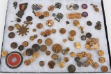 LARGE LOT OF WWI WWII US AND GERMAN PINS BUTTONS