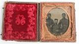 CIVIL WAR 1/6 TINTYPE 3 UNION SOLDIERS w/ CASE