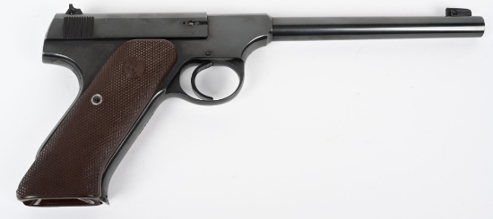 SCARCE WARTIME 6" WOODSMAN .22 WITH TARGET STOCKS