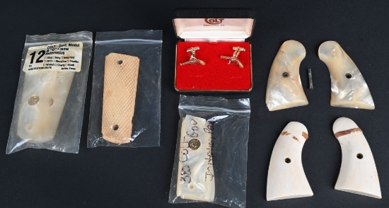 LOT (5) GRIPS COLT PEARL , GENUINE EMORY, ETC