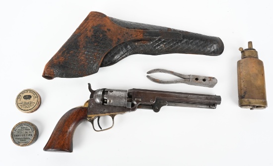 COLT MODEL 1849 REVOLVER W/ HOLSTER FLASK