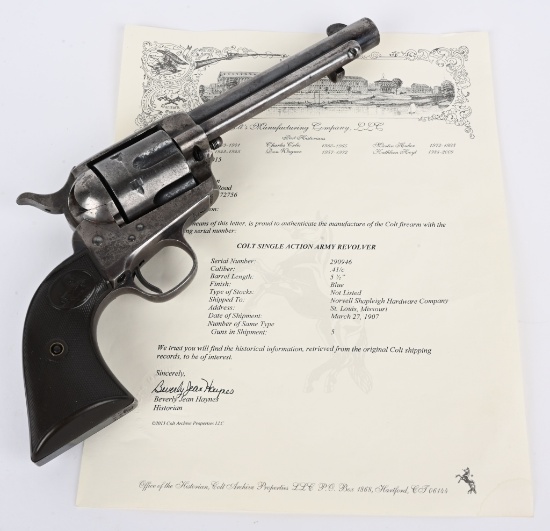 SCARCE PRE WAR COLT .41 SAA REVOLVER 1907