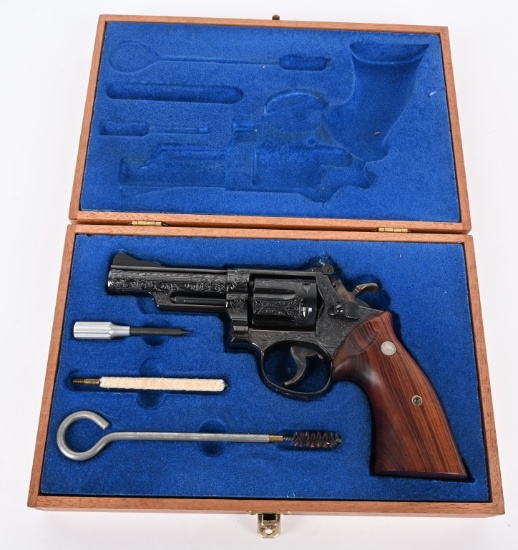 CASED & ENGRAVED S&W PRE- MODEL 19 REVOLVER (1955)