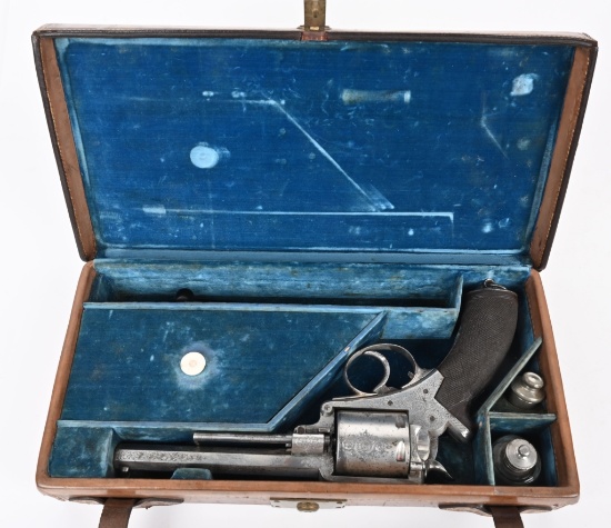 CASED & ENGRAVED ADAMS PAT. 1867 ARMY REVOLVER