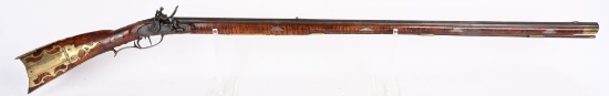 ORNATE EARLY P SHRAK .45 CAL FLINTLOCK LONG RIFLE
