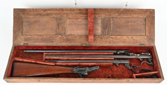 3-BARREL CASED MAYNARD PERCUSSION RIFLE SET