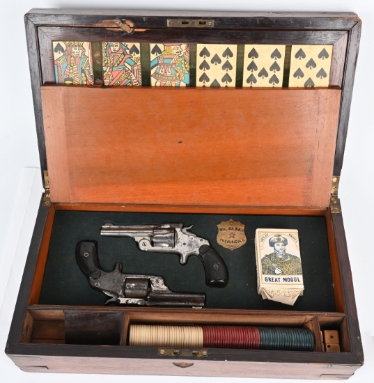 ID'ED CASED S&W DOUBLE GUN FARO BOARD GAMBLING SET