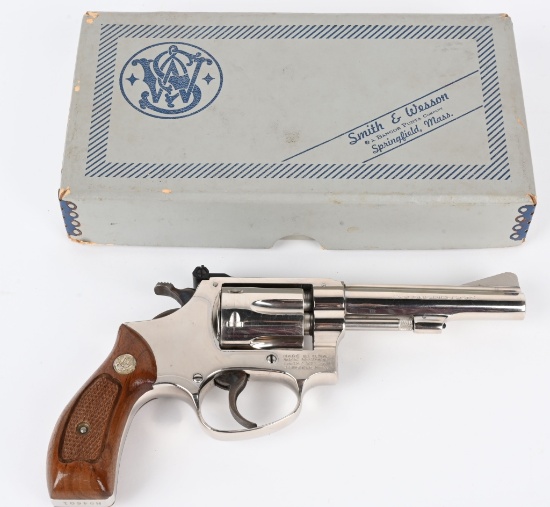 UNFIRED BOXED S&W MODEL 34-1 NICKEL REVOLVER