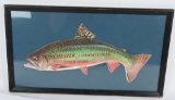 VINTAGE FRAMED WINCHESTER DIE CUT FISHING AD