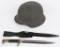 WWII NAZI GERMAN LOT M35 HELMET SHELL BAYONET