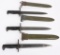 3- WWII US 10 INCH M1 GARAND BAYONETS