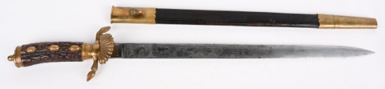 WW1 IMPERIAL GERMAN HUNTING CUTLASS BY WKC WWI