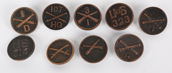 WW1 ENLISTED COLLAR BRASS LOT ARTLLERY INFANTRY