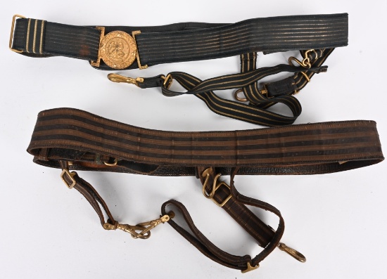 WW1 US NAVY OFFICER DRESS BELT LOT OF 2 WWI