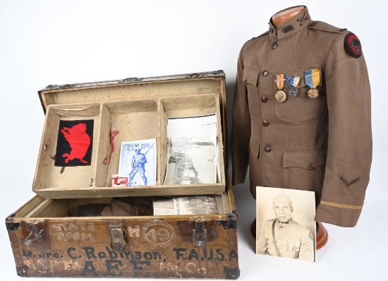 WW1 92TH DIVISION BLACK OFFICER TRUNK GROUP
