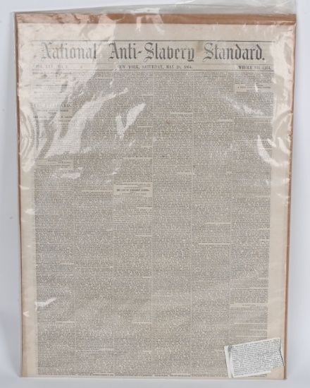 CIVIL WAR NEWSPAPER NATIONAL ANTI-SLAVERY STANDARD