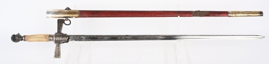 EARLY 19th CENTURY US MILITIA SWORD & SCABBARD