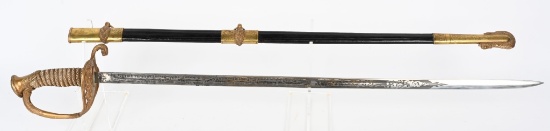 WW1 NAMED USN NAVAL OFFICER SWORD WWI