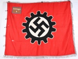 WWII NAZI GERMAN DAF FLAG with FRINGE ORTS LEVEL