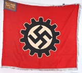 WWII NAZI GERMAN DAF FLAG with FRINGE ORTS LEVEL