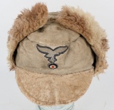 WWII NAZI GERMAN LUFTWAFFE FUR LEATHER WINTER CAP