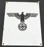 WWII NAZI GERMAN EAGLE WHITE ENAMELED SIGN WW2