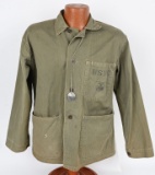 WWII USMC P41 HBT JACKET & DOG TAG W THUMBPRINT