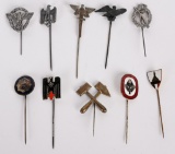 WWII NAZI GERMAN MILITARY STICKPIN LOT OF 10 WW2