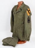 WWII US ARMY M43 FIELD JACKET & TROUSERS W DOG TAG