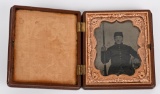 CIVIL WAR 1/6 TINTYPE ARMED SOLDIER ID'd FEDERAL