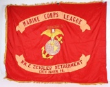 WWII US EMBROIDERED SILK US MARINE CORPS FLAG WW2
