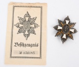 WW1 GERMAN HAMBURG VETERAN’S CROSS W/ DOCUMENT