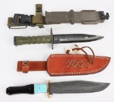 MILITARY M( BAYONET & CUSTOM KNIFE LOT DAMASCUS