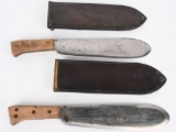 2- WWII USMC BOLO KNIVES + SHEATHES