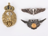 WWII US & ITALIAN INSIGNIA GROUP WINGS CAP BADGE