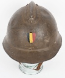 WWII BELGIUM ADRIAN HELMET W LINER AND CHINSTRAP
