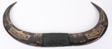WWII CARVED WATER BUFFLO HORN FROM US SERVICEMAN